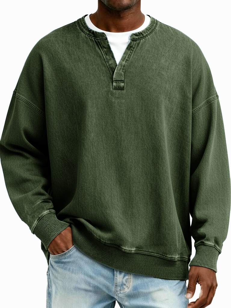 Men's Fashionable Casual Retro Distressed Fake Two-piece  Long-Sleeved T-Shirt