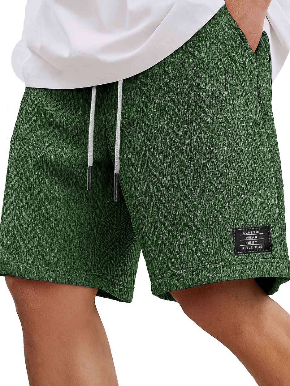 Men's Fashion Casual Daily Textured Fabric Embroidered Logo Pocket Shorts