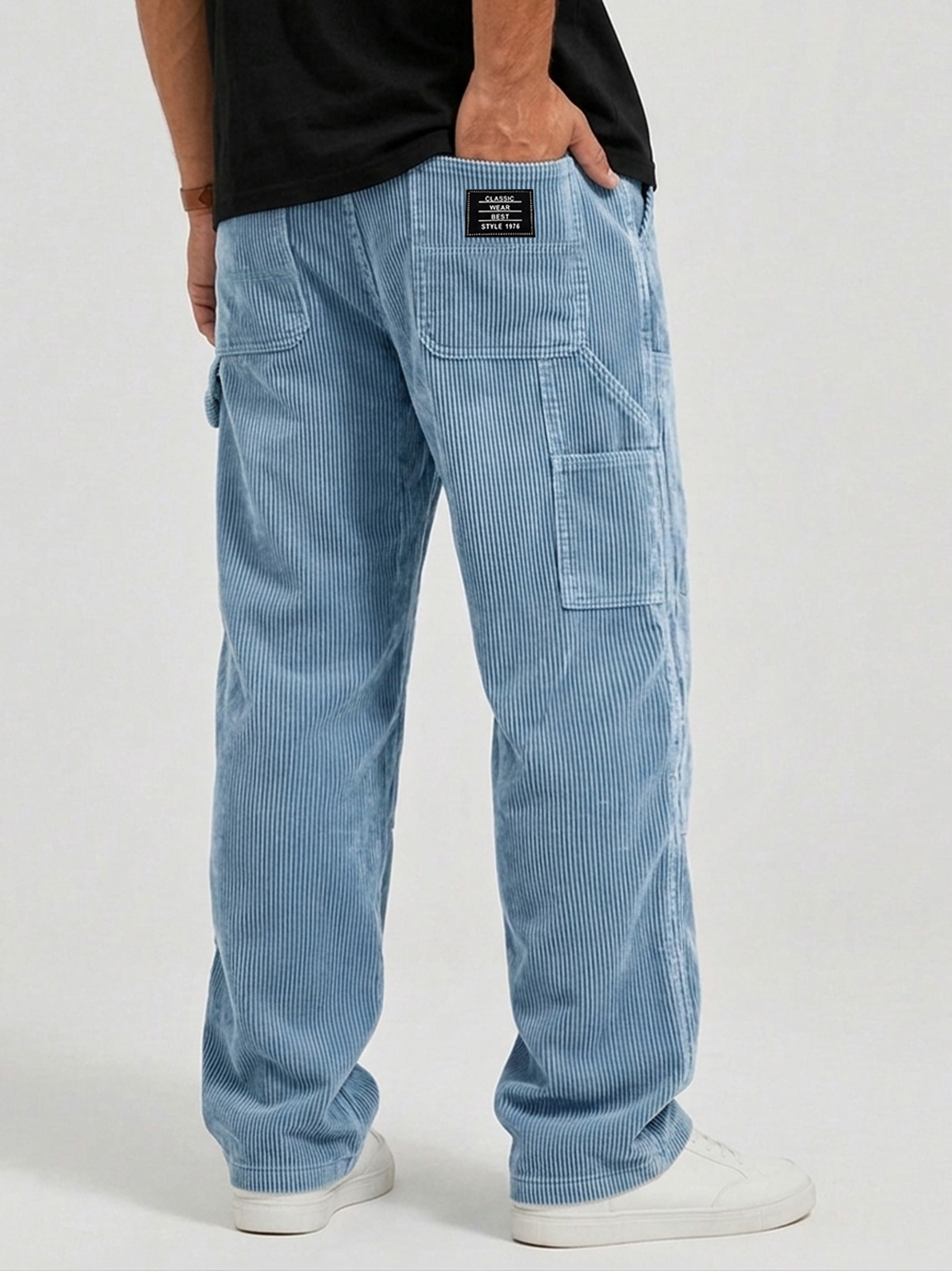 Men's Stylish Corduroy Cargo Trousers with Multiple Pockets