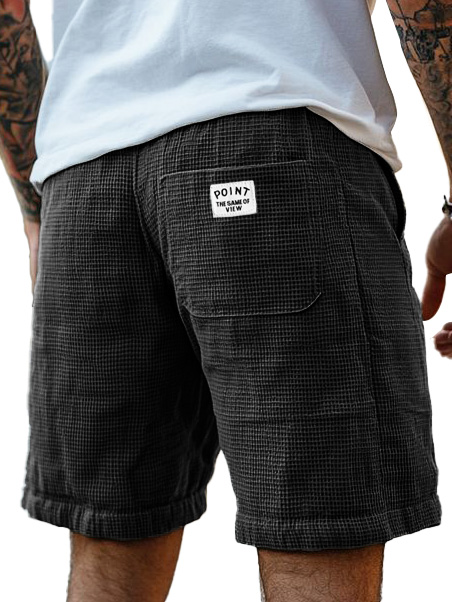 Men's Fashion Casual Waffle Fabric Logo Embroidered Shorts 