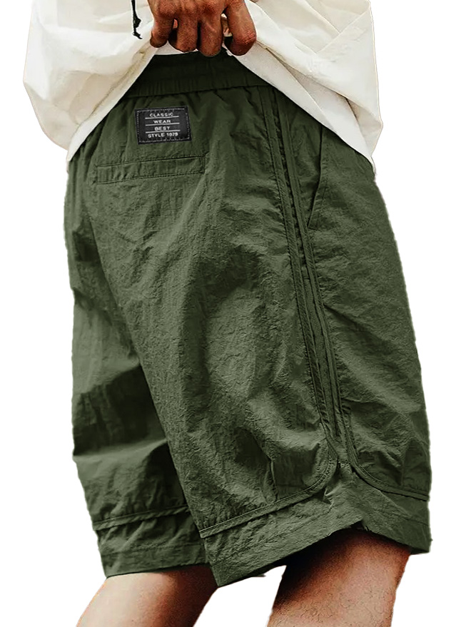  Men's Fashion Retro Outdoor Workwear Sports Embroidered Logo Pocket Shorts