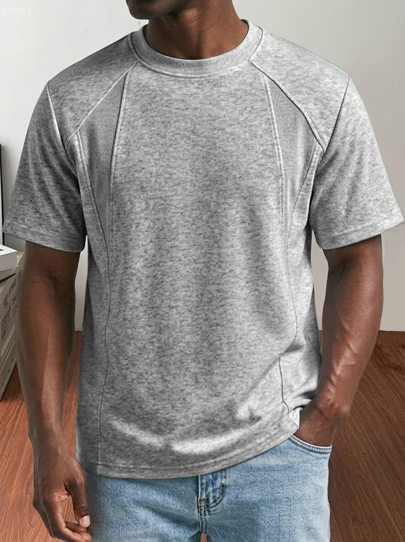 Men's Crew Neck Deconstructed Casual Short-Sleeve T-Shirt