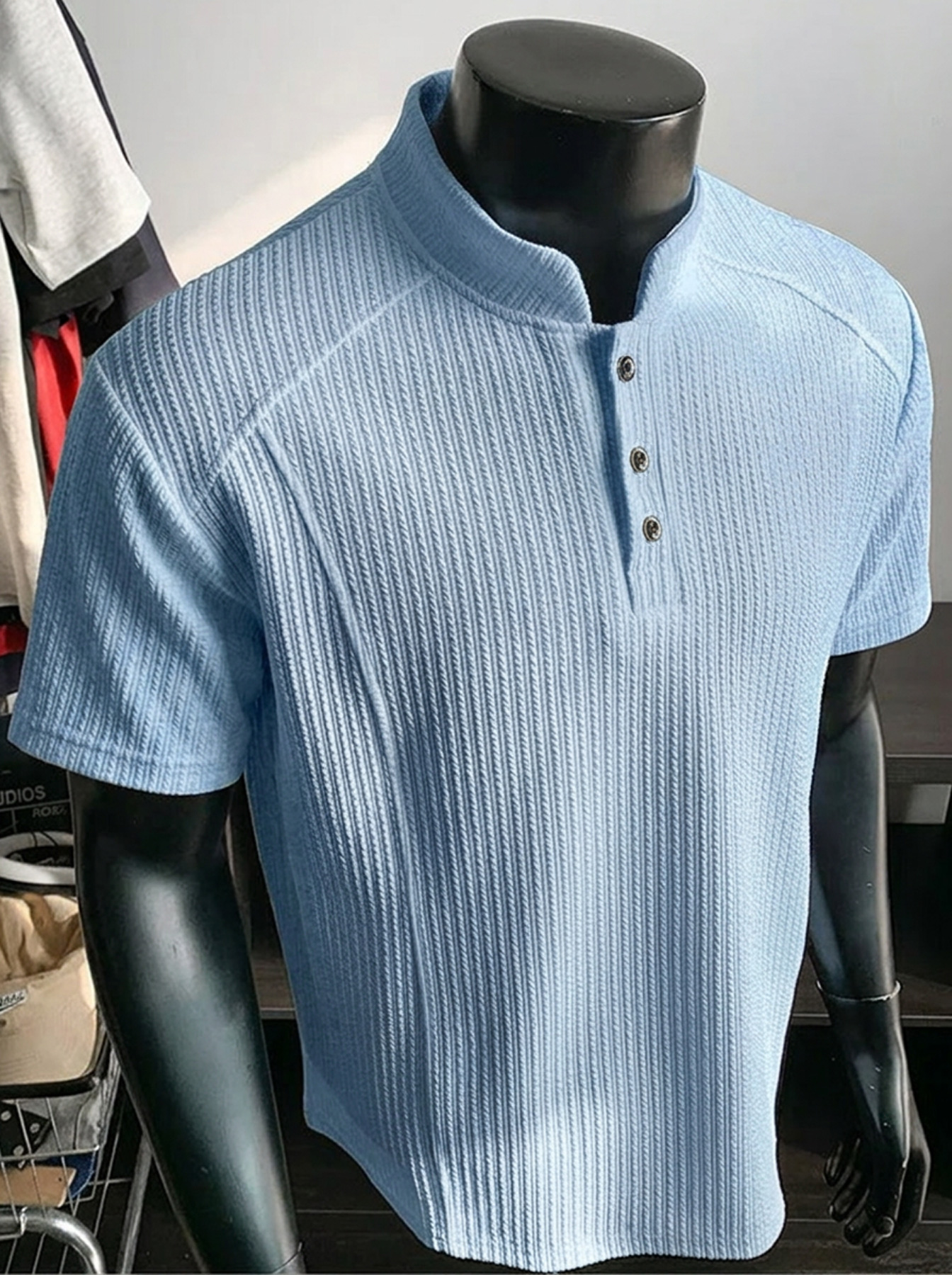 Men's Everyday Ribbed Deconstructed Design Casual Short-sleeved Henley Shirt