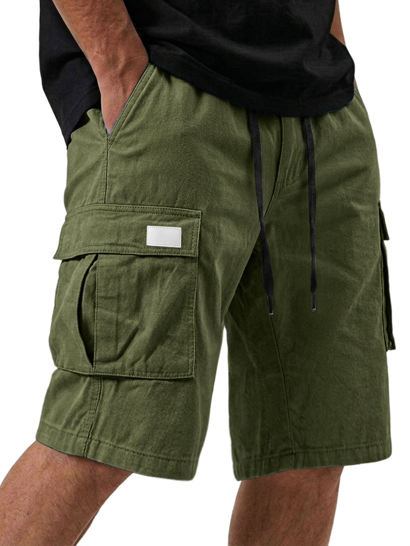 Men's Pure Cotton Multi-pocket Embroidered Leather Label Casual Work Shorts