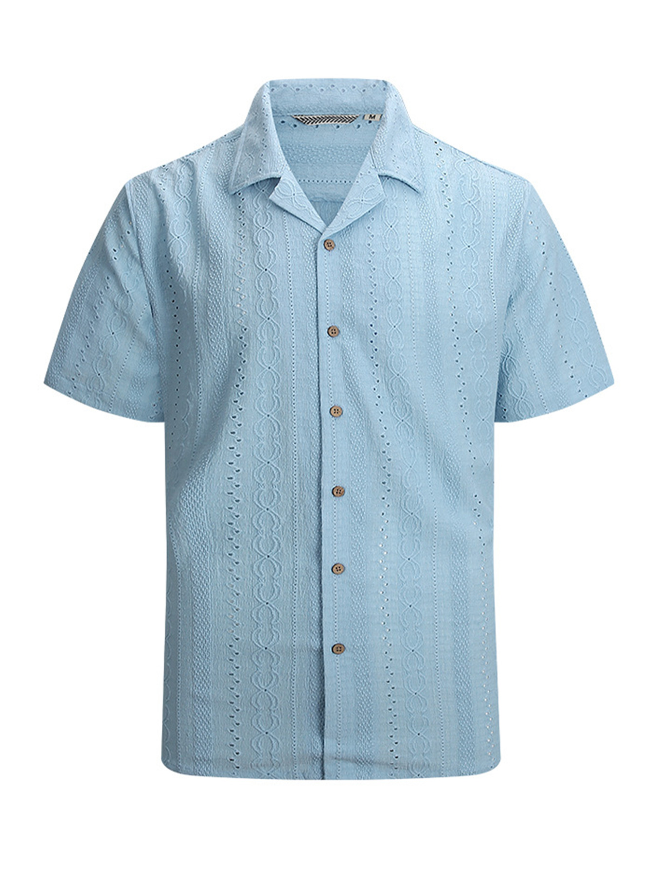 Men's Casual Jacquard Textured Comfortable Short-Sleeve Shirt