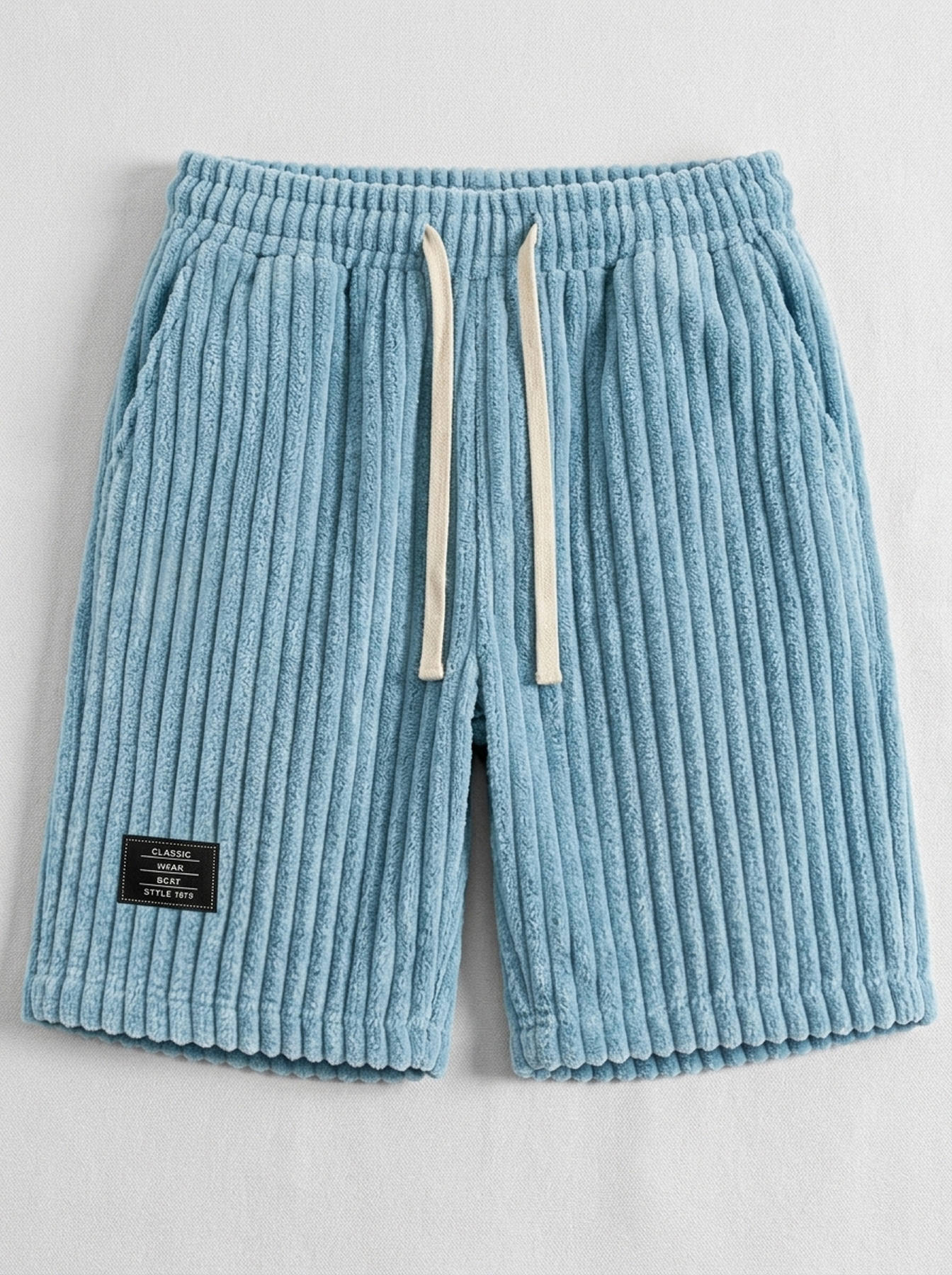 Men's Casual Retro Corduroy Embroidered Logo Loose Shorts