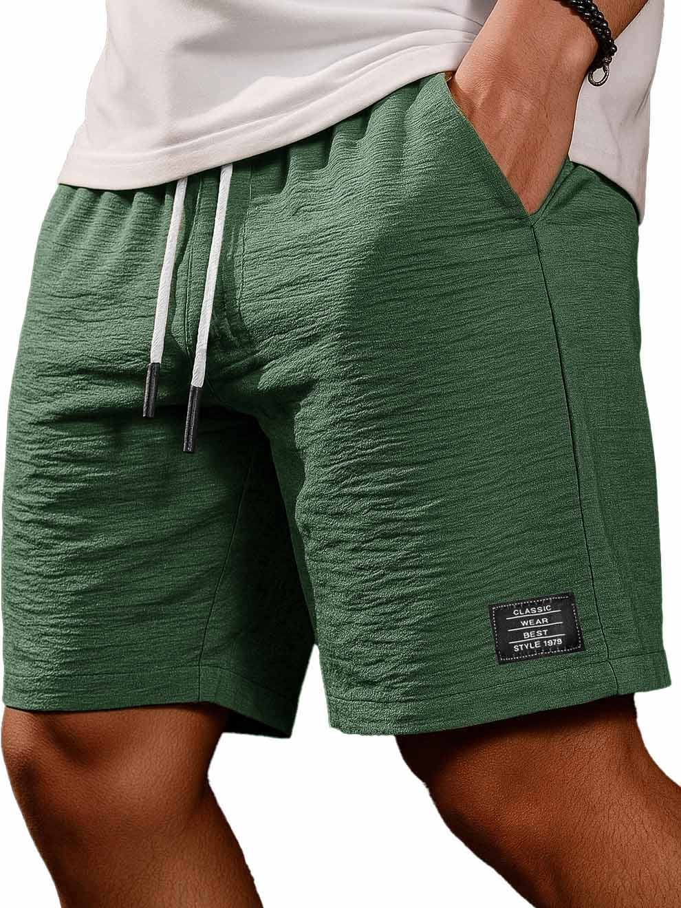 Men's Fashion Casual Daily Pleated Fabric Embroidered Logo Pocket Shorts
