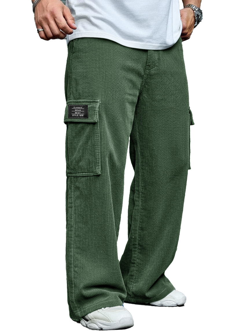 Men's Stylish Casual Corduroy Pocket Loose-fitting Work Trousers 