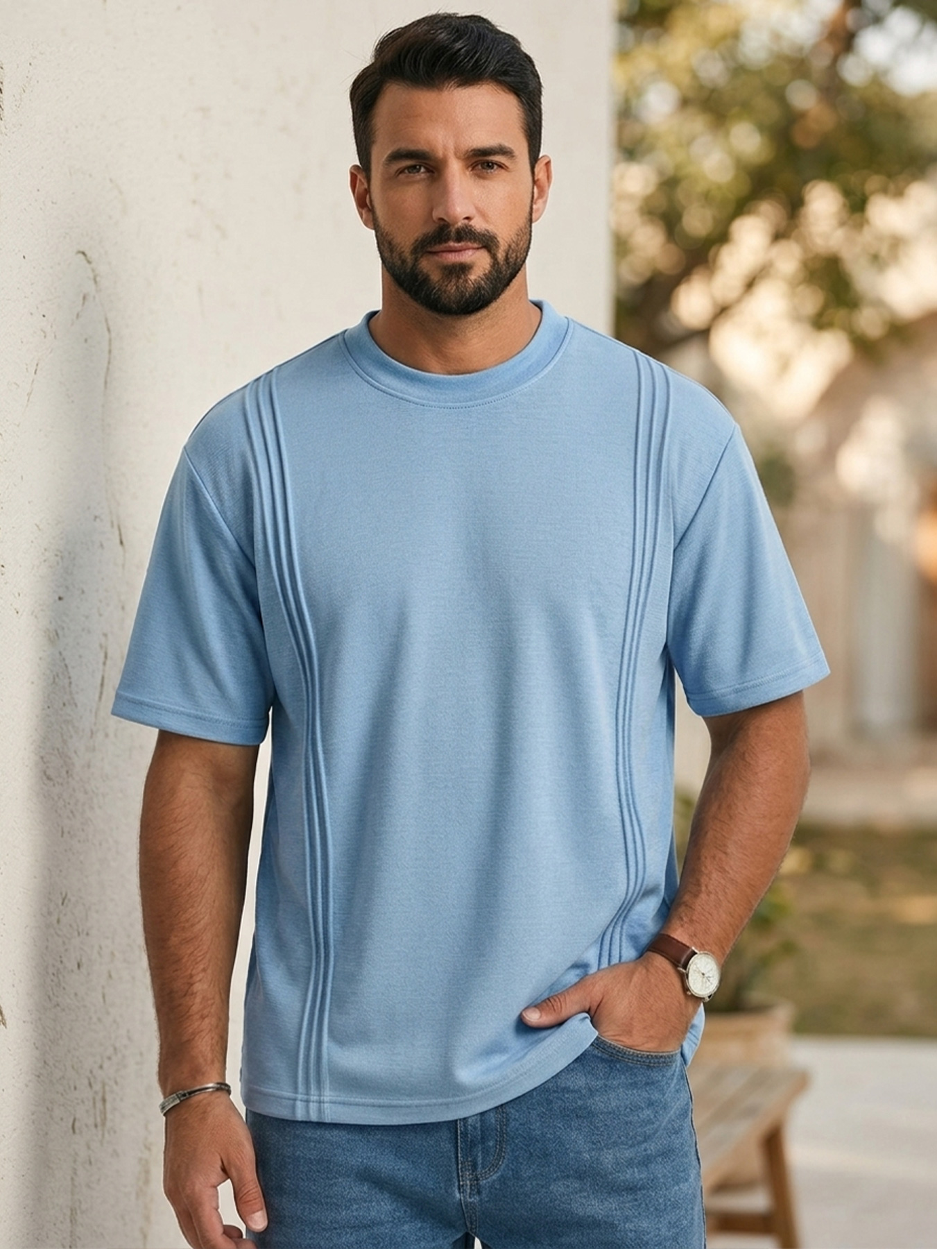 Men's Crew Neck Deconstructed Casual Short-Sleeve T-Shirt
