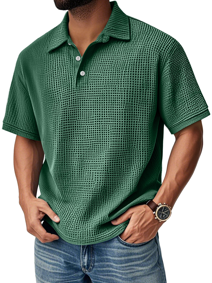 Men's Daily Casual Waffle Comfort Short Sleeve POLO Shirt