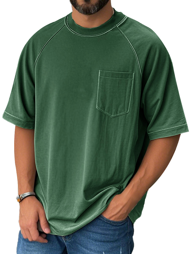 Men's Fashion Casual Raglan Pocket Short Sleeve T-Shirt