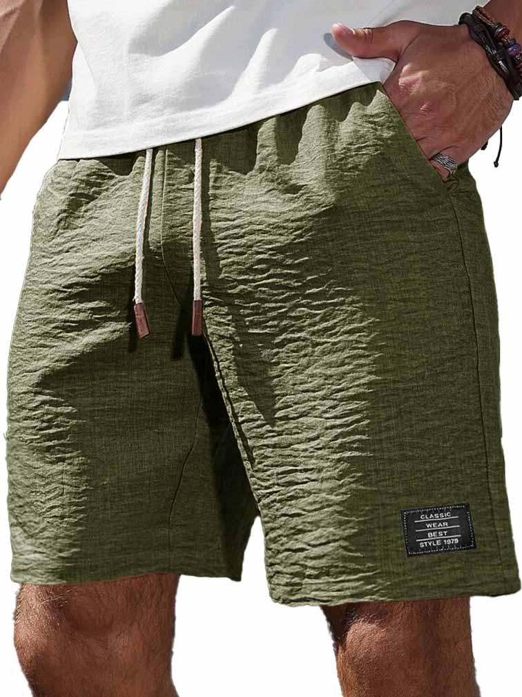 Men's Fashion Casual Daily Texture Fabric Embroidered Logo Pocket Shorts