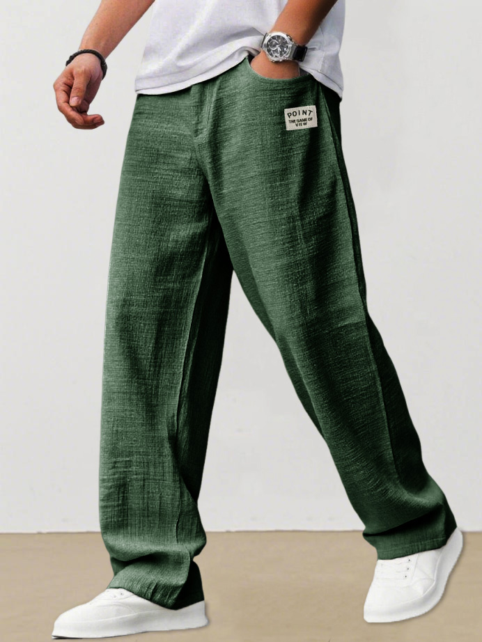 Men's Fashion Casual Daily Hemp Fabric Elastic Waist Trousers