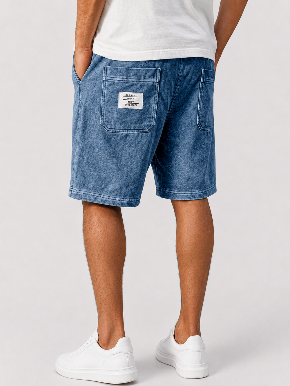Men's Retro Double Pocket Embroidered Logo Casual Shorts