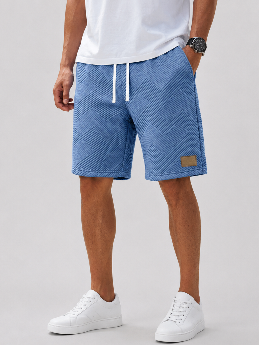 Textured Fabric Elastic-Waist Casual Shorts