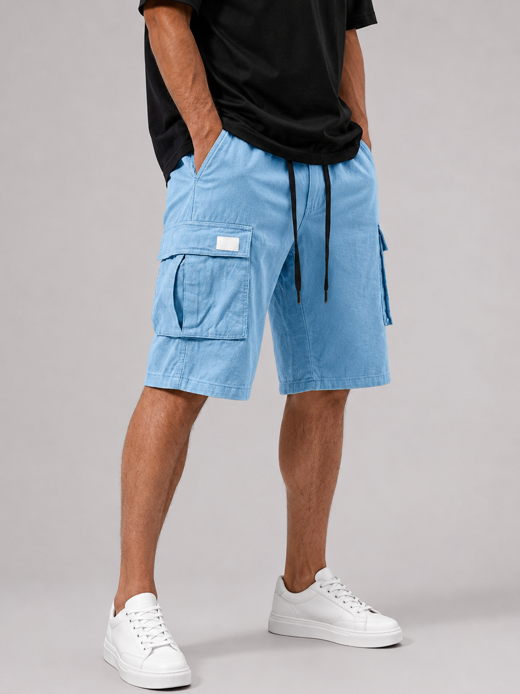 Men's Pure Cotton Multi-pocket Embroidered Leather Label Casual Work Shorts