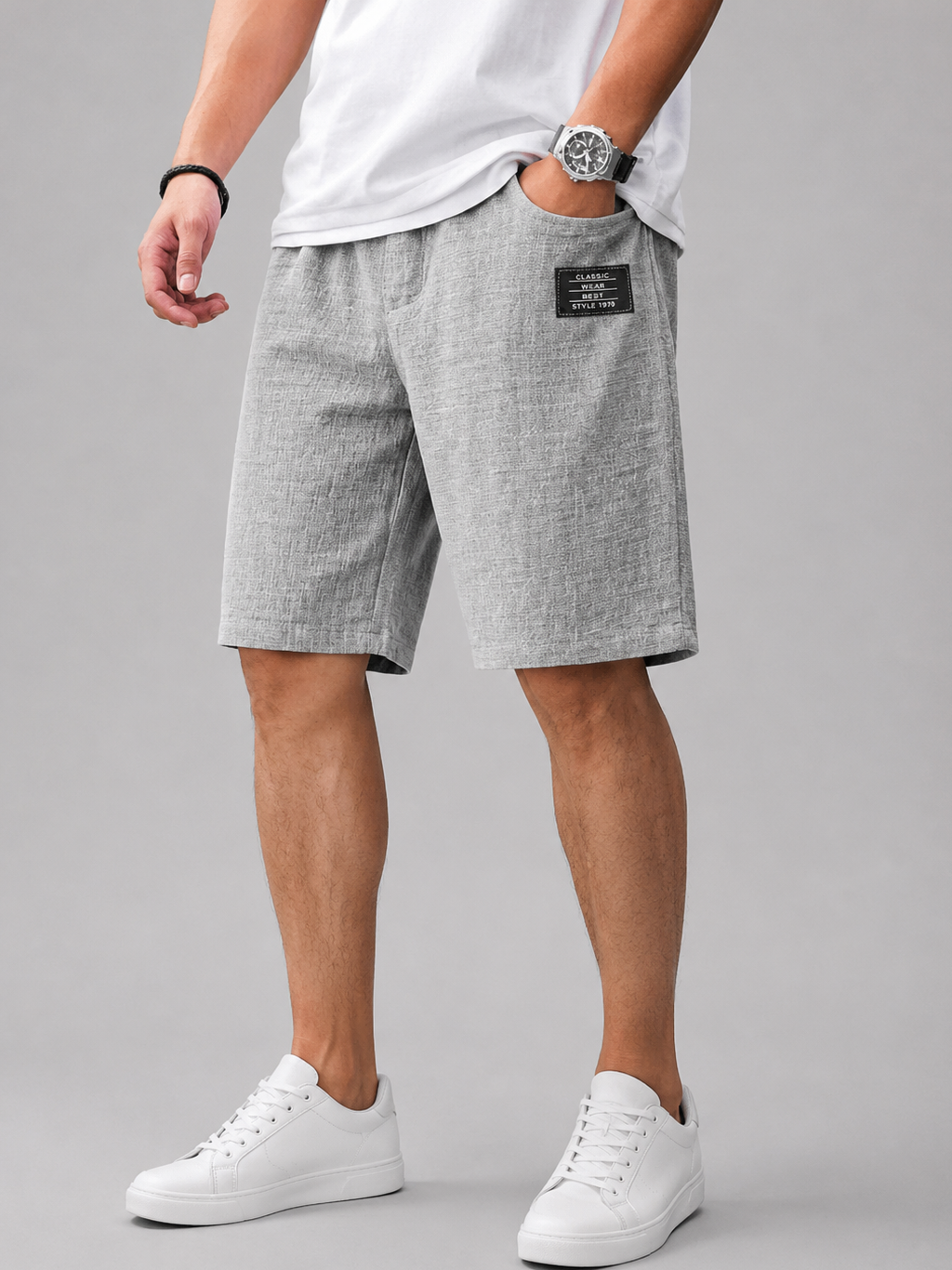 Men's Fashionable Casual Linen-Faux Loose Shorts