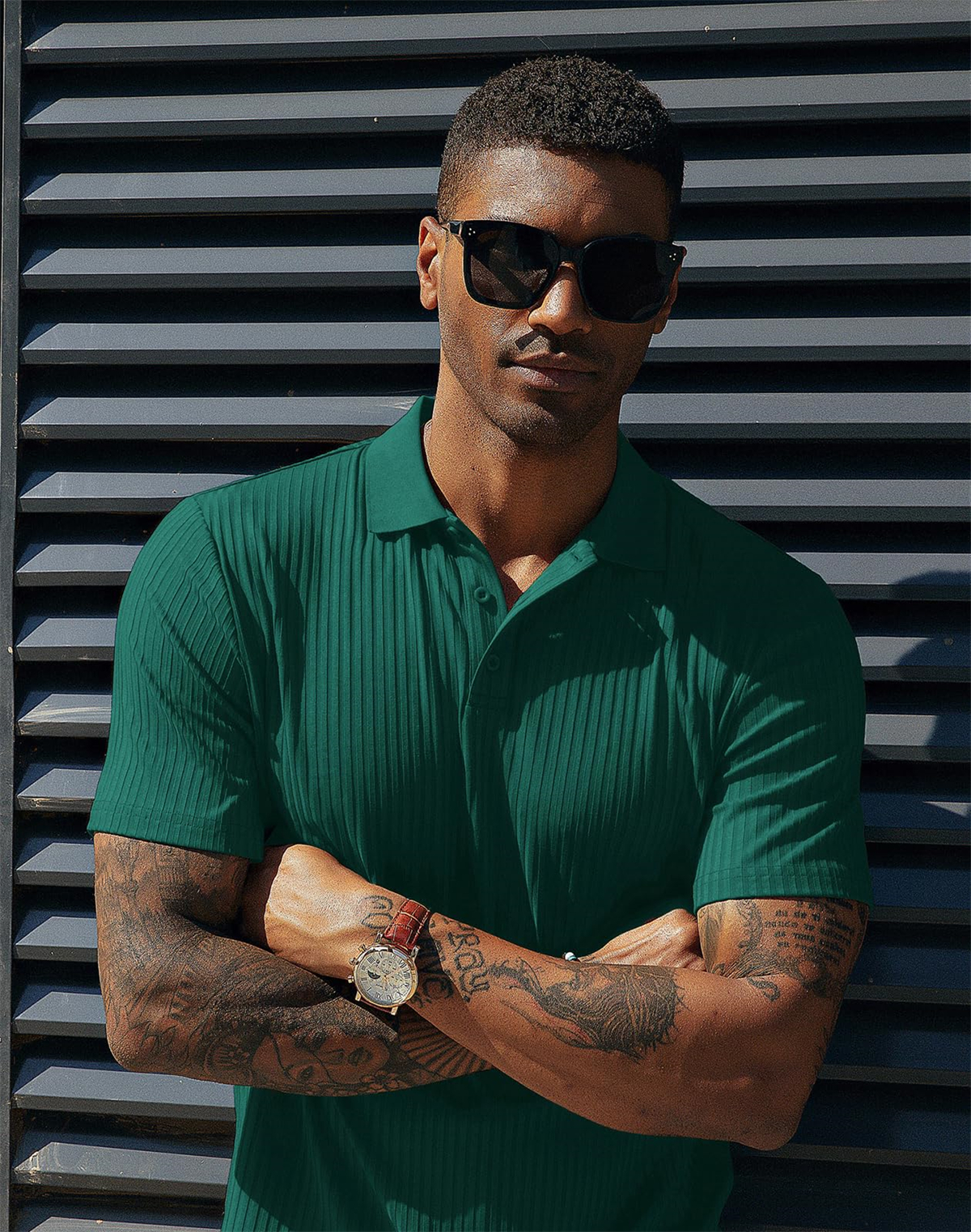 Men's Knitted Pit Jacquard Basic Simple Short-sleeved Polo Shir