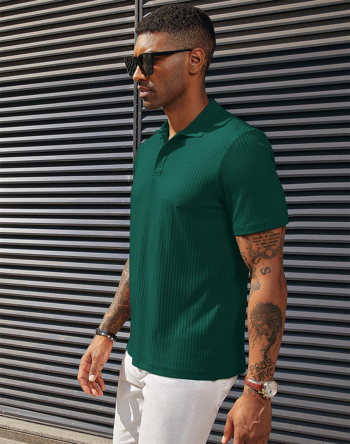 Men's Knitted Pit Jacquard Basic Simple Short-sleeved Polo Shir