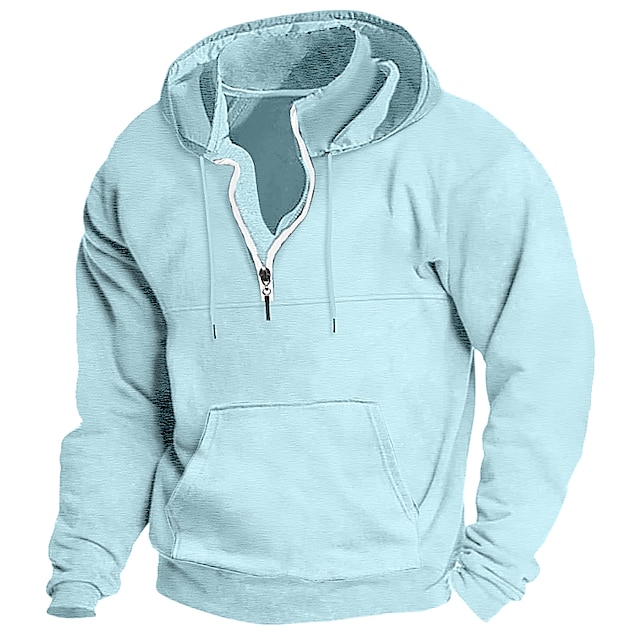 Men's Cotton Zipper Solid Color Basic Loose Long-sleeved Hooded Sweatshirt