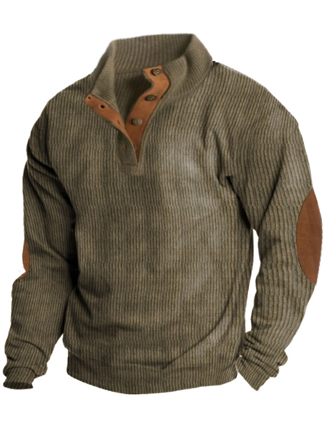 Men's Retro Casual Stand Collar Long Sleeve Sweatshirt