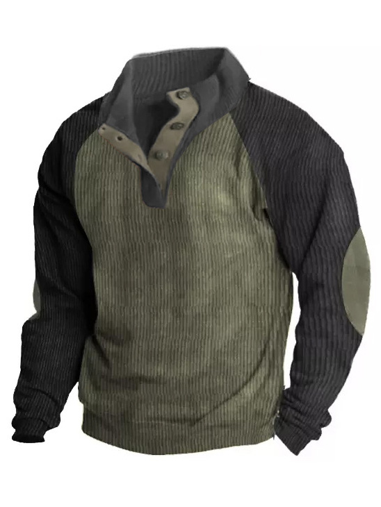 Men's Retro Casual Stand Collar Long Sleeve Sweatshirt