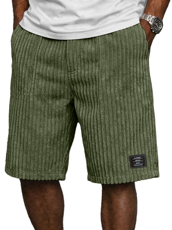 Men's Retro Corduroy Embroidered Logo Loose-fitting Shorts