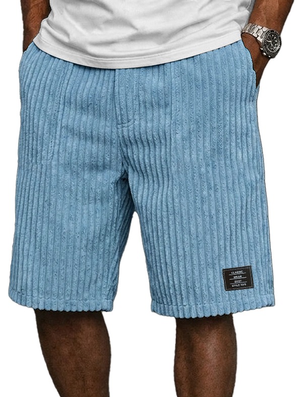 Men's Retro Corduroy Embroidered Logo Loose-fitting Shorts
