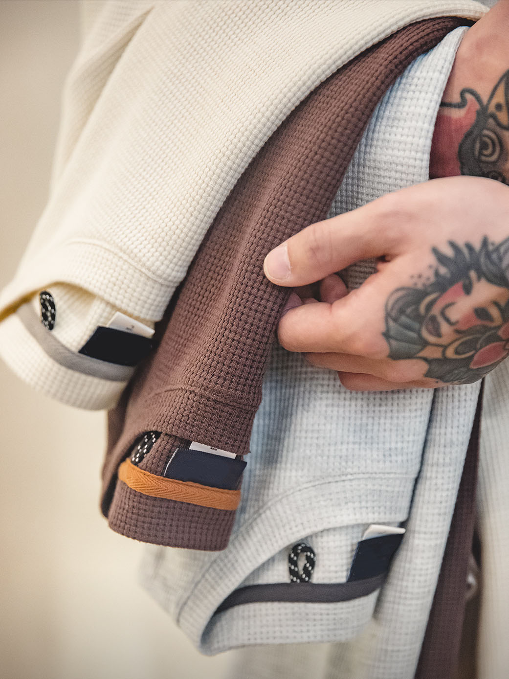 Men's Simple Waffle Fabric Short-Sleeved Round Neck T-shirt