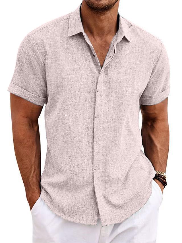 Men's Cotton Linen Casual Short Sleeve Quality Beach Hawaiian Daily Shirt