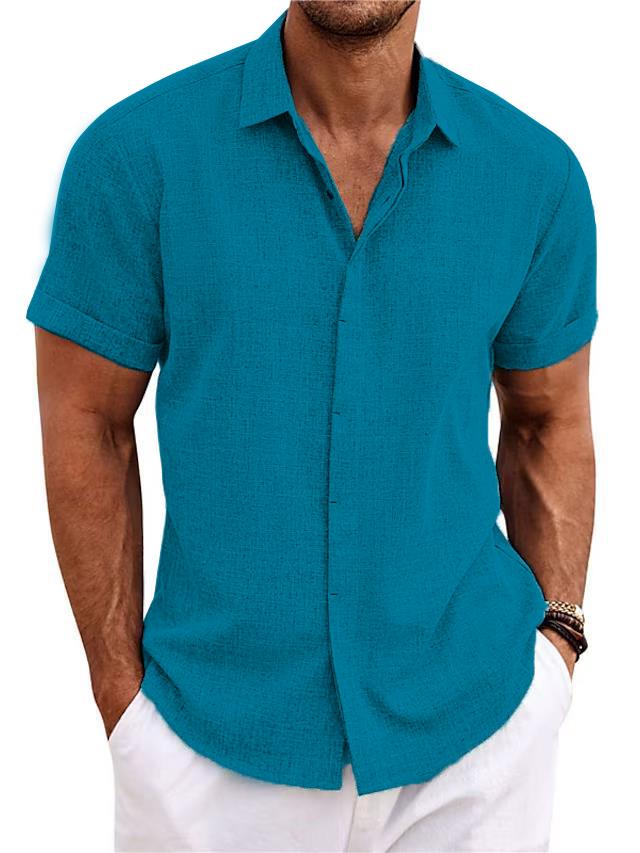 Men's Cotton Linen Casual Short Sleeve Quality Beach Hawaiian Daily Shirt