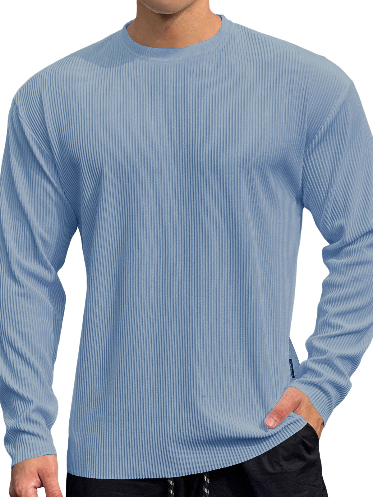 Men's Casual Round Neck Striped Loose Large Size T-Shirt